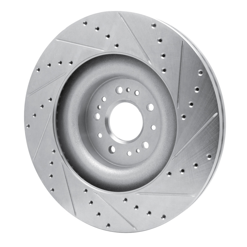 Genesis G90 Brake Rotor (1) - Front Left - R1 Concepts - Drilled & Slotted - Silver - `17-`22